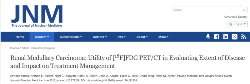 Pavlos Msaouel: High Clinical Impact of FDG PET/CT in Renal Medullary Carcinoma