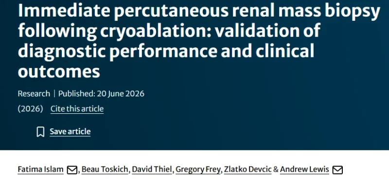 Beau Bosko Toskich: Immediate Percutaneous Renal Mass Biopsy Following Cryoablation