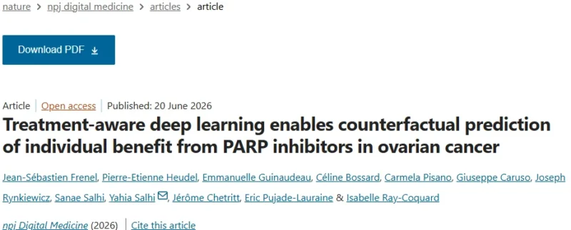 Jean-Sébastien Frenel: Can AI Predict Which Ovarian Cancer Patients Benefit From PARP Inhibitors? 2 Jean-Sébastien Frenel: Can AI Predict Which Ovarian Cancer Patients Benefit From PARP Inhibitors?