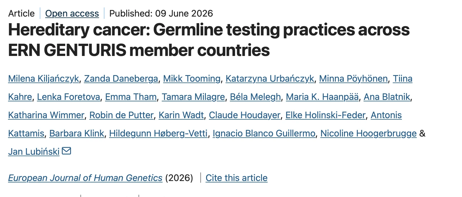 Tamara Hussong Milagre: Hereditary Cancer Genetic Testing in Europe - What We Learned from 21 Countries