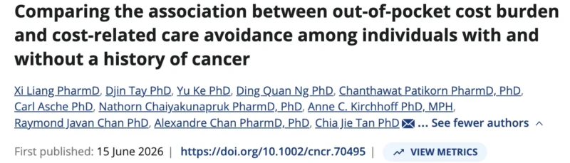 Ryan Nipp: Out-of-Pocket Expenditure and Cost-Related Care Avoidance in Cancer Patients 2 Ryan Nipp
