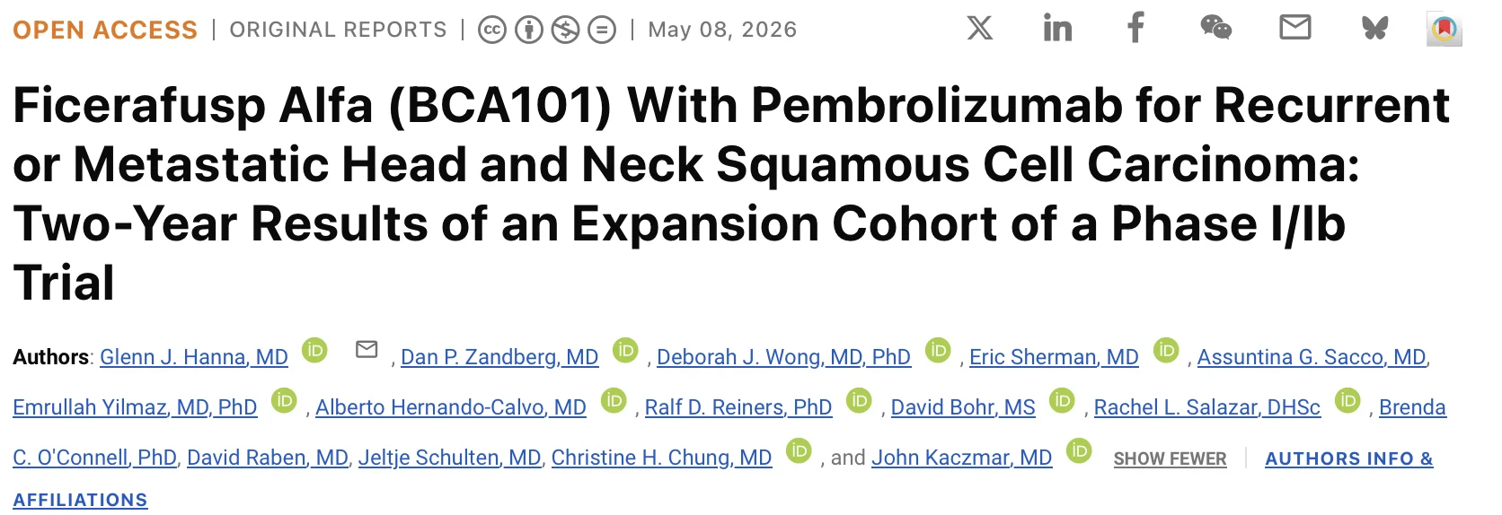Ezra Cohen: Deep PR and CR Rates With Ficerafusp Alpha and Pembrolizumab in HPV-Negative HNSCC 2 Ezra Cohen: Deep PR and CR Rates With Ficerafusp Alpha and Pembrolizumab in HPV-Negative HNSCC