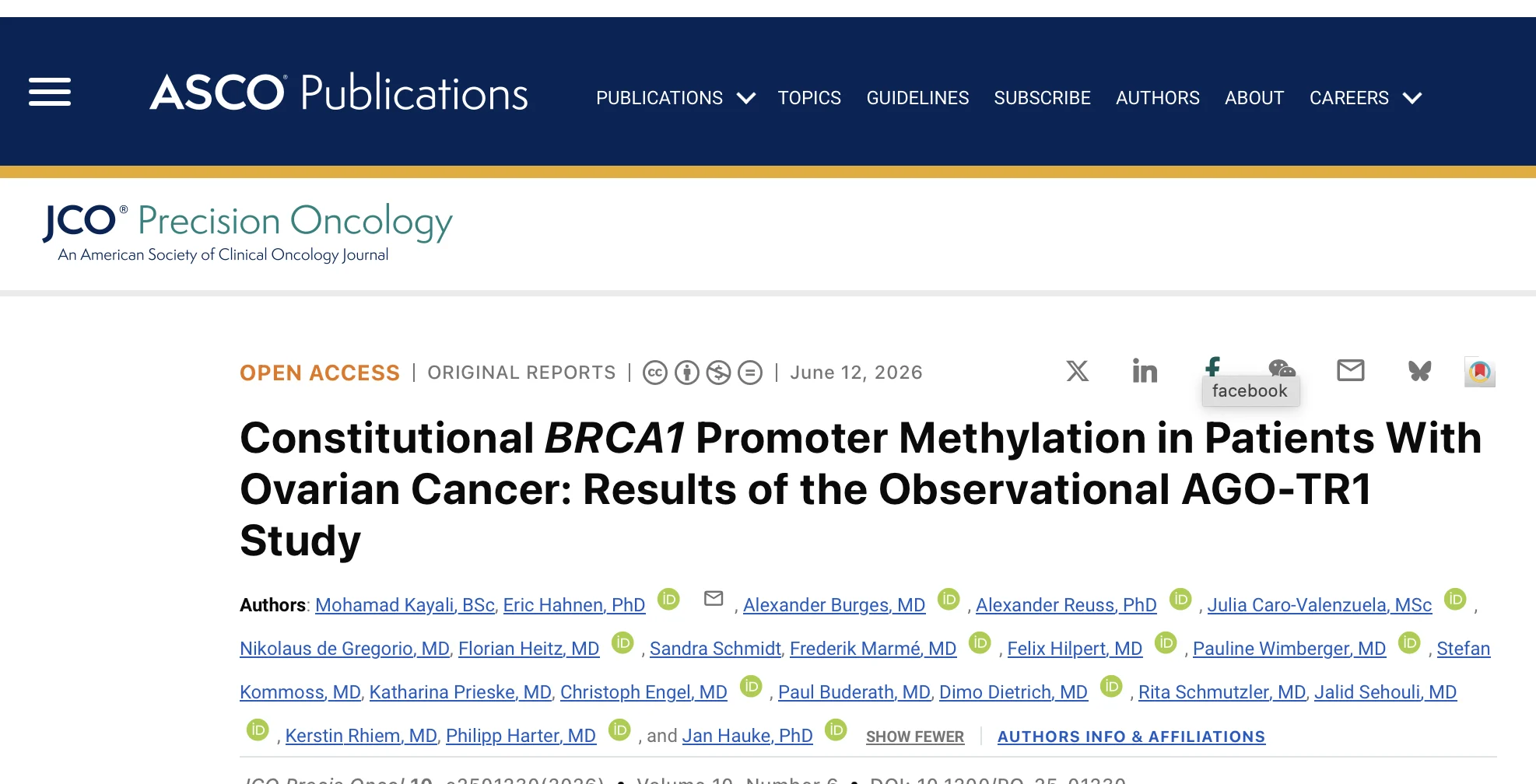 Miguel Bronchud: Does Constitutional BRCA1 Promoter Methylation Contribute to Ovarian Cancer Risk?