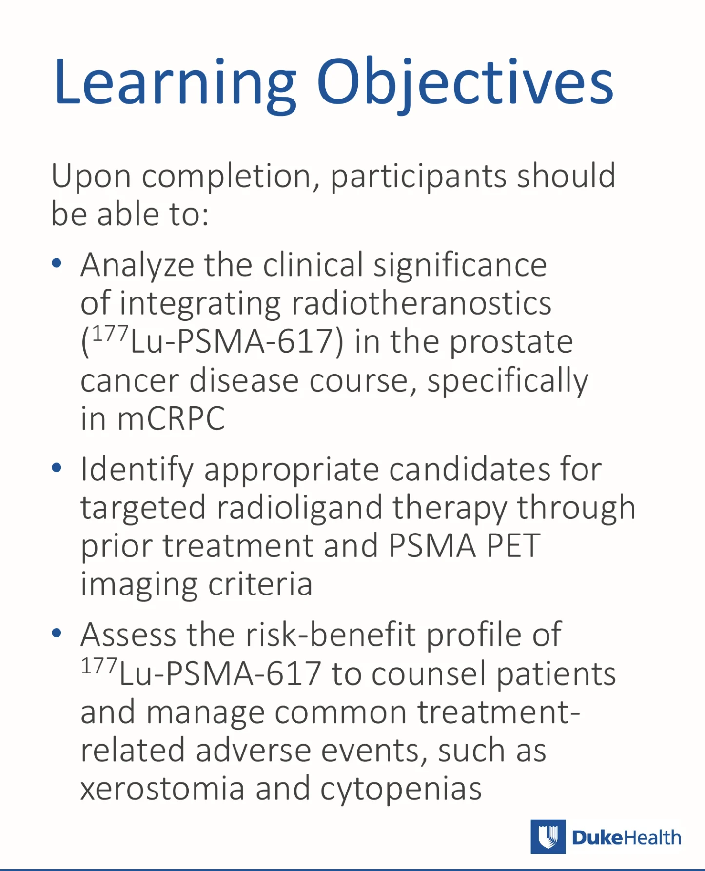 Integrating 177Lu-PSMA-617 Into the Management of mCRPC – Duke University Health System