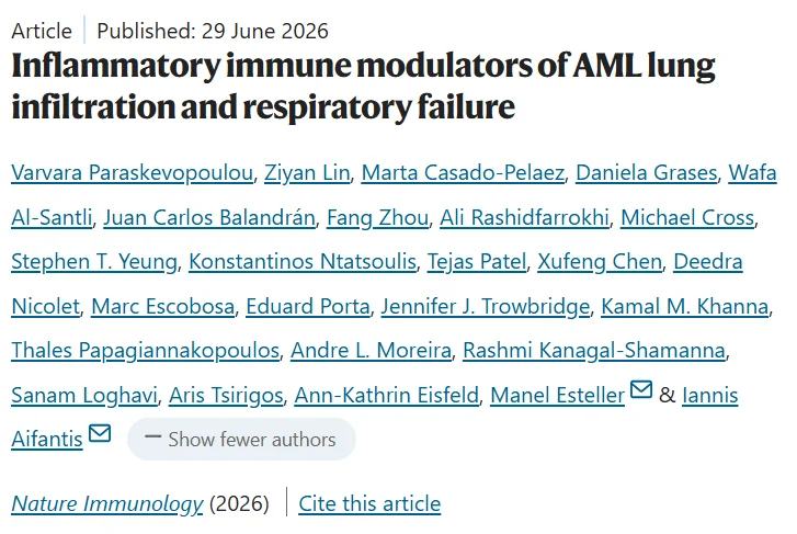 Iannis Aifantis: Excited to Share Our Work on Extramedullary AML in Nature Immunology