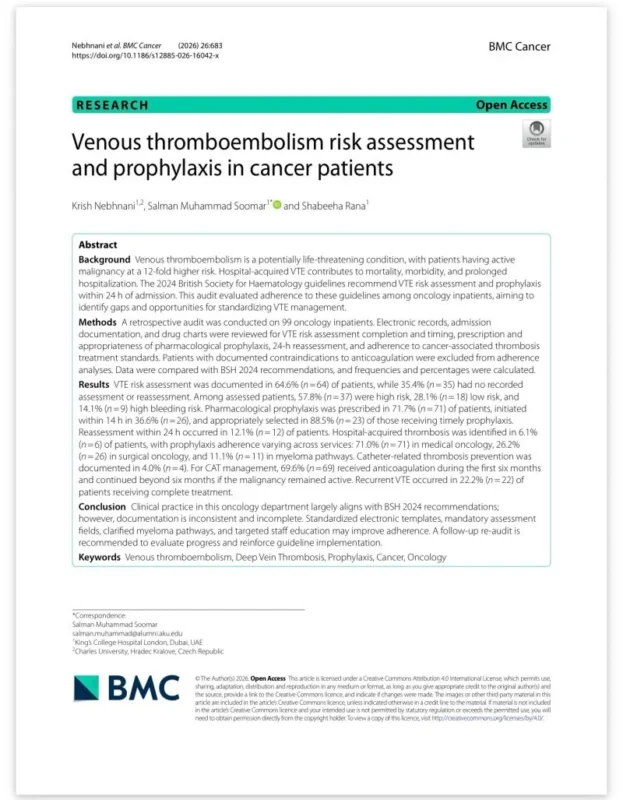 Shabeeha Rana: Honored to Present New Findings on Thromboembolism Risk in Cancer Patients