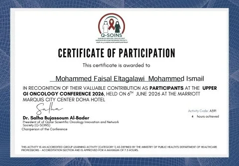 Mohammed Faisal Eltagalawi: Pleased to Have Attended the First Upper GI Oncology Conference 2026