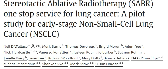 Gerry Hanna: Stereotactic Ablative Radiotherapy 1 Stop Service for Lung Cancer 2 Gerry Hanna: Stereotactic Ablative Radiotherapy 1 Stop Service for Lung Cancer
