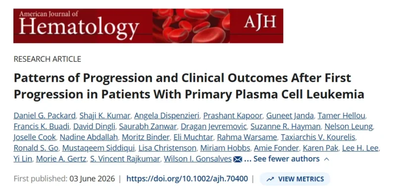 Wilson Gonsalves: Excited to Share a New Publication on Primary Plasma Cell Leukemia 2 Wilson Gonsalves