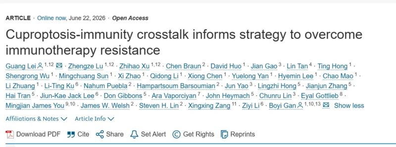 Boyi Gan: Cuproptosis as an Immunologically Active Form of Regulated Cell Death 2 Boyi Gan