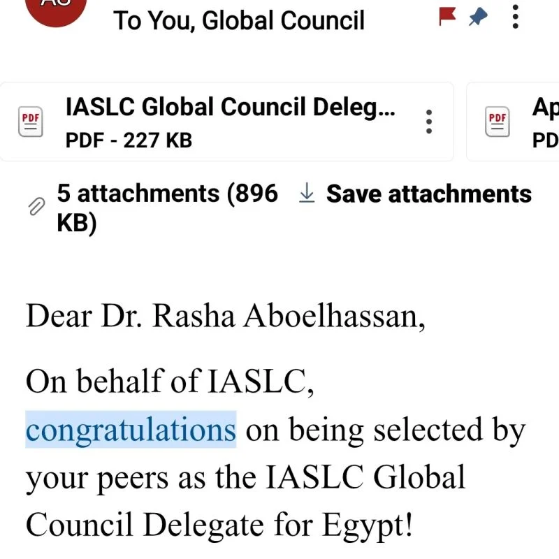 Rasha Aboelhassan: Honored to Represent Egypt on the IASLC Global Council 2 Rasha Aboelhassan: Honored to Represent Egypt on the IASLC Global Council
