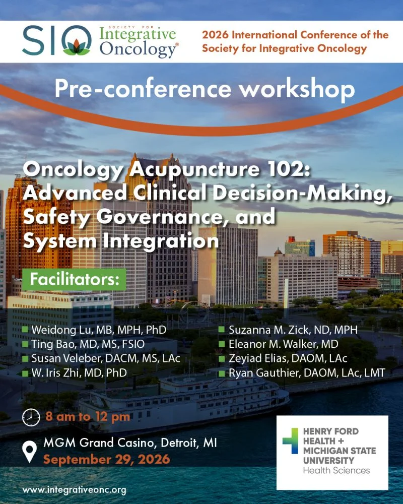 SIO to Host “Oncology Acupuncture 102” Pre-Conference Workshop at SIO 2026