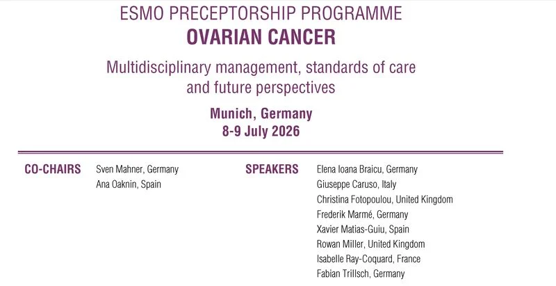 Giuseppe Caruso and Ana Oaknin Highlight the Upcoming ESMO Preceptorship in Ovarian Cancer 2 Giuseppe Caruso and Ana Oaknin Highlight the Upcoming ESMO Preceptorship in Ovarian Cancer