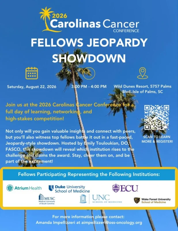 An Exciting, Fast-paced Competition Featuring Oncology Fellows at 2026 Carolinas Cancer Conference - SCOS 2 South Carolina Oncology Society (SCOS)