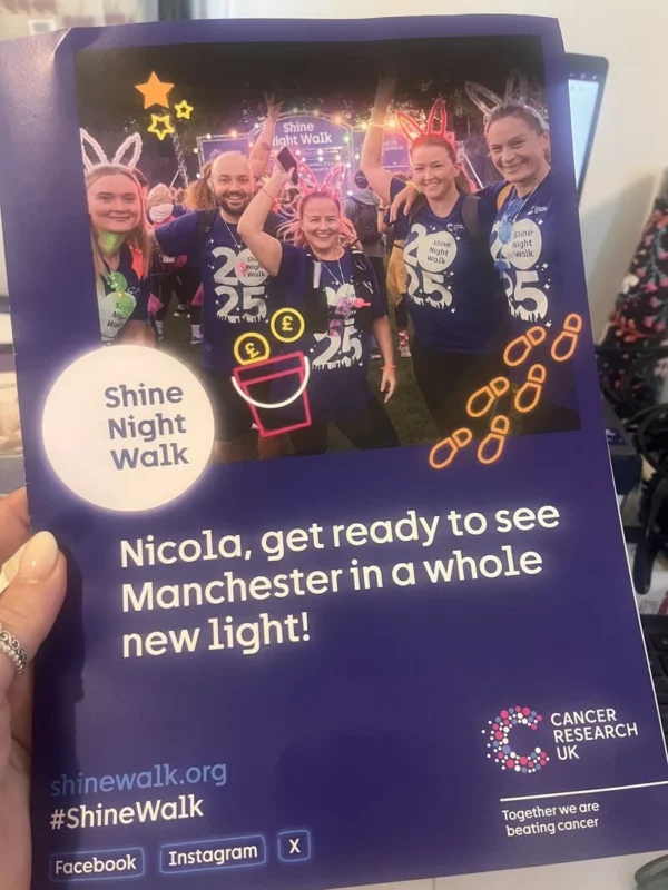 Nicola Cunningham: Supporting Cancer Research UK Through the Shine Walk 2 Nicola Cunningham