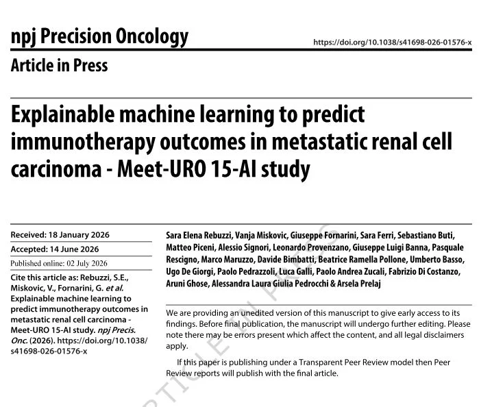 Sara Elena Rebuzzi։ Using AI to Predict Immunotherapy Outcomes in Metastatic Renal Cell Carcinoma 2 Sara Elena Rebuzzi