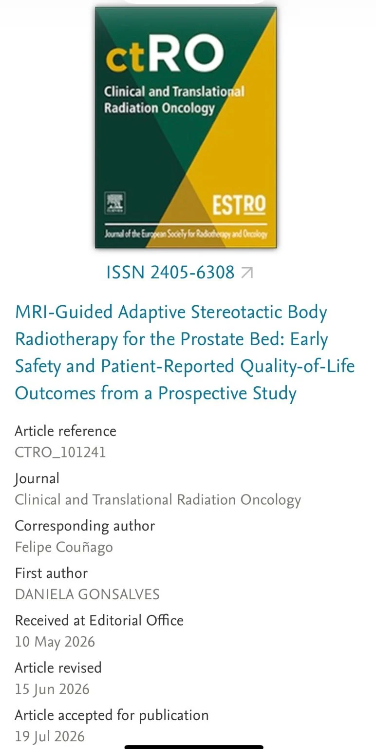 Felipe Couñago: First Prospective Spanish Study Evaluates Online Adaptive MR-Guided SBRT for the Prostate Bed 2 Felipe Couñago: First Prospective Spanish Study Evaluates Online Adaptive MR-Guided SBRT for the Prostate Bed