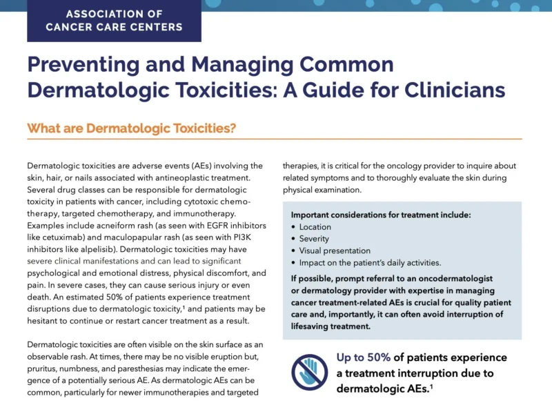 New Resources Advance the Management of Dermatologic Toxicities in Cancer Care - MASCC
