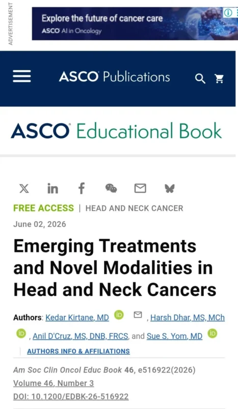 Harsh Dhar: ASCO Educational Book Highlights Emerging Head and Neck Cancer Treatments 2 Harsh Dhar: ASCO Educational Book Highlights Emerging Head and Neck Cancer Treatments