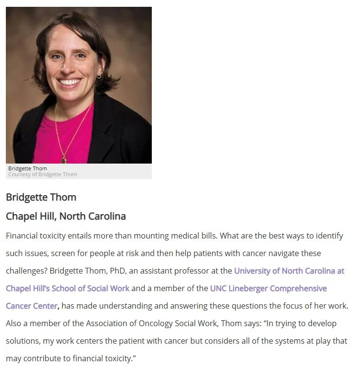 Fumiko Ladd Chino: Proud to Celebrate Bridgette Thom's Recognition for Financial Toxicity Research