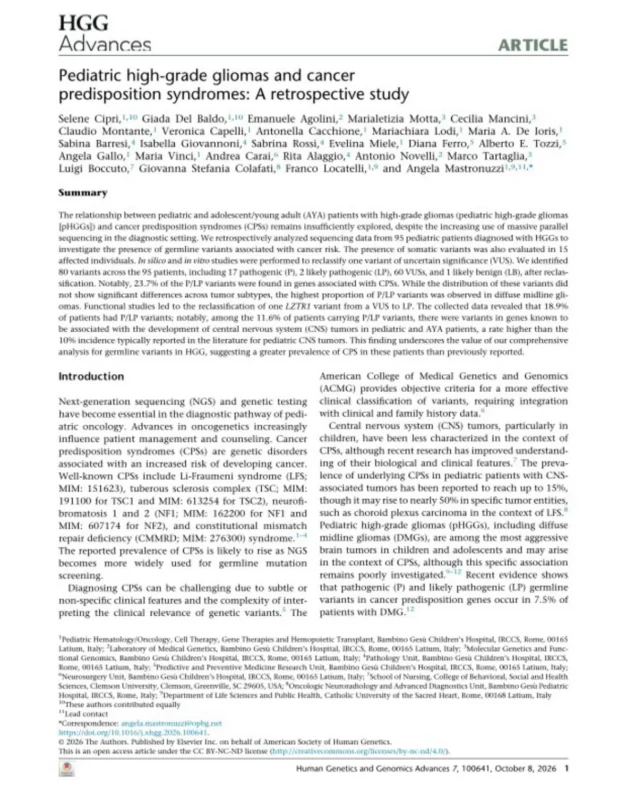 Angela Mastronuzzi: Happy to Share Our Study Just Published With HGG 2 Angela Mastronuzzi: Happy to Share Our Study Just Published With HGG