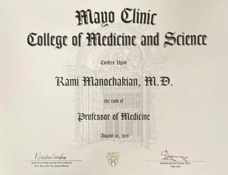 Rami Manochakian: Honored to be Promoted to Professor of Medicine at Mayo Clinic