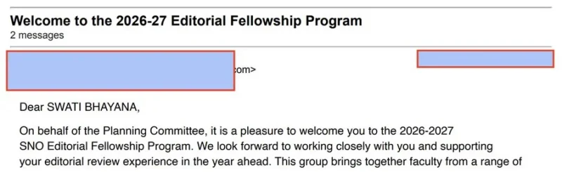 Swati Bhayana: Honored to Join the SNO Editorial Fellowship Program