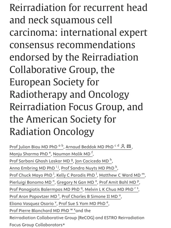 Pierre Blanchard: New International Recommendations for Reirradiation in Head and Neck Cancer 2 Pierre Blanchard