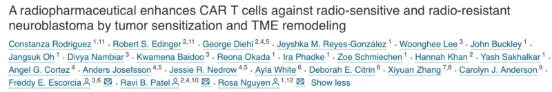 Freddy E. Escorcia: Study Combining Radiopharmaceuticals and CAR T Cells Against Neuroblastoma 2 Freddy E. Escorcia: Study Combining Radiopharmaceuticals and CAR T Cells Against Neuroblastoma