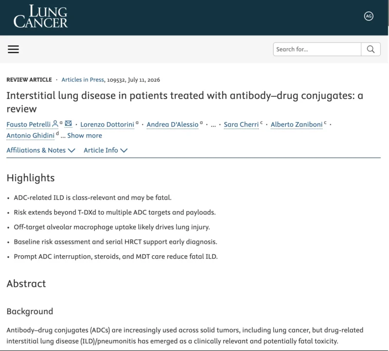 ADC-Related Interstitial Lung Disease: A Class-Relevant Toxicity That Requires Early Recognition 2 Interstitial Lung Disease