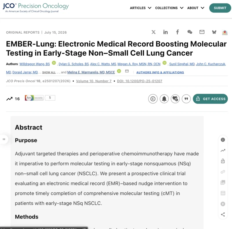 EMBER-Lung: A Simple EMR Nudge Nearly Doubled Molecular Testing in Early-Stage NSCLC 2 EMBER-Lung