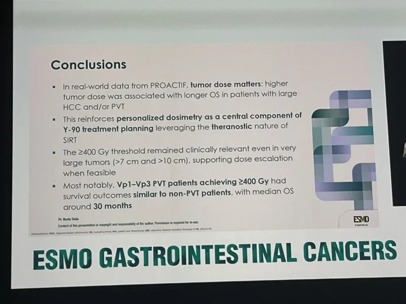 PROACTIF at ESMO GI 2026: Yttrium-90 Radioembolization in HCC With Large Tumors or Portal Vein Thrombosis 4 PROACTIF takeaway