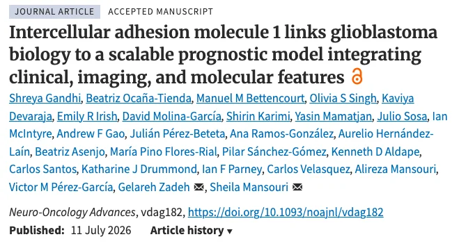Shreya Gandhi: Identifying ICAM1 as a Marker of an Immune-Remodeled Glioblastoma Ecosystem 2 Shreya Gandhi