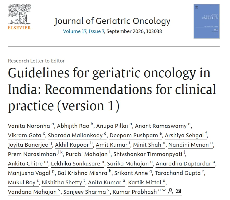Vanita Noronha: Proud to Share the First India Specific Geriatric Oncology 3 Vanita Noronha: Proud to Share the First India Specific Geriatric Oncology