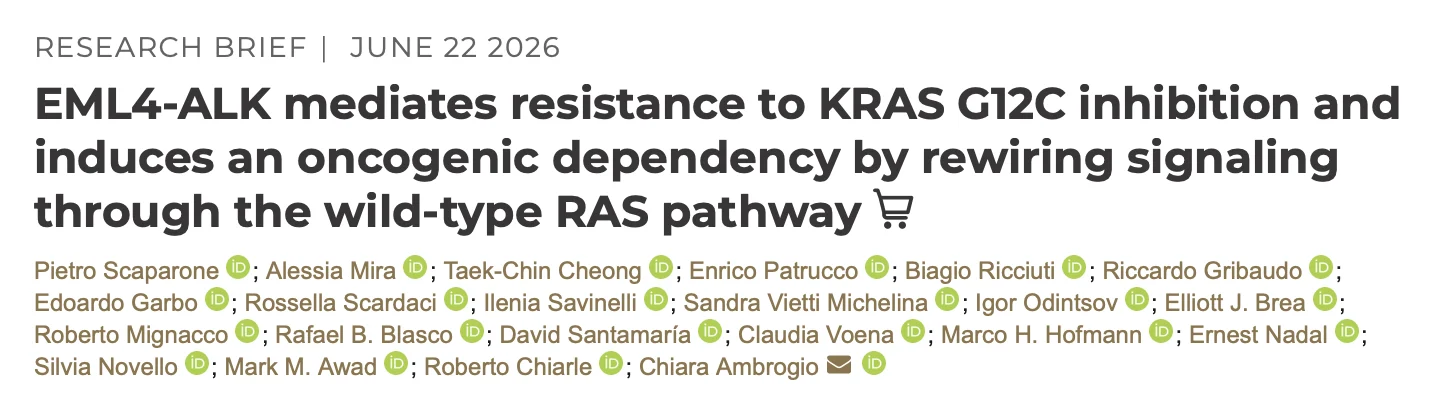 Biagio Ricciuti: Acquired EML4-ALK Rearrangements Drive Resistance to KRAS G12C (OFF) Inhibitors 2 Biagio Ricciuti: Acquired EML4-ALK Rearrangements Drive Resistance to KRAS G12C (OFF) Inhibitors