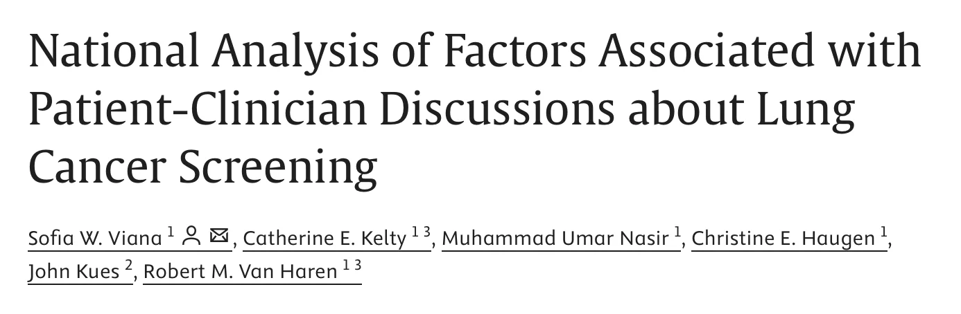 Sofia W. Viana: New Publication Examines Factors Shaping Patient-Clinician Conversations About Lung Cancer Screening