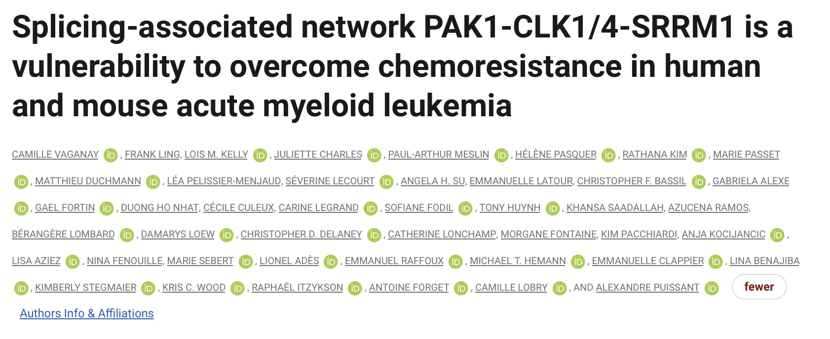 Alex Puissant: Splicing Dysregulation as a Key Driver of Chemoresistance and Relapse in AML