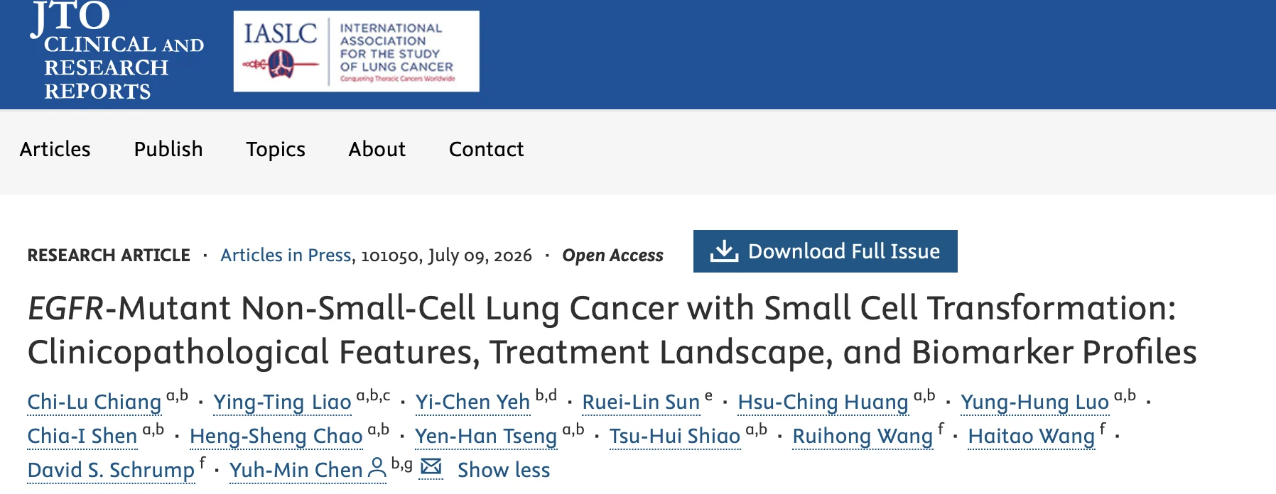 Aya Mohamed: New Insights Into Small Cell Transformation in EGFR-Mutant NSCLC 2 Aya Mohamed: New Insights Into Small Cell Transformation in EGFR-Mutant NSCLC