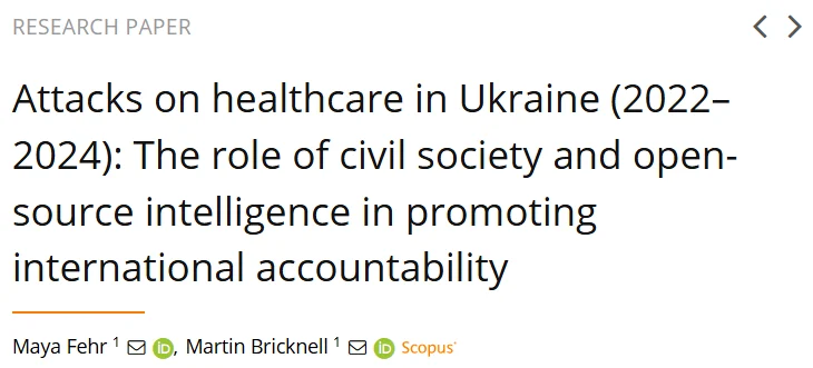 Maya Fehr: Excited to Share This Research on Protecting Healthcare in Conflict Settings 2 Maya Fehr: Excited to Share This Research on Protecting Healthcare in Conflict Settings
