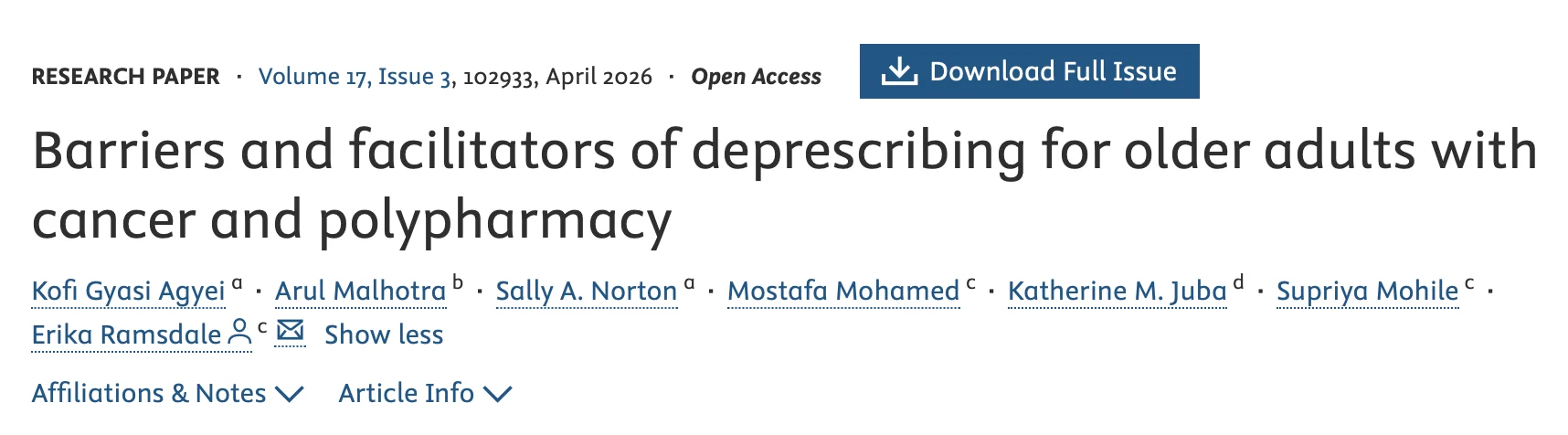 Deprescribing in Older Adults with Cancer and Polypharmacy - SIOG 2 Deprescribing in Older Adults with Cancer and Polypharmacy - SIOG