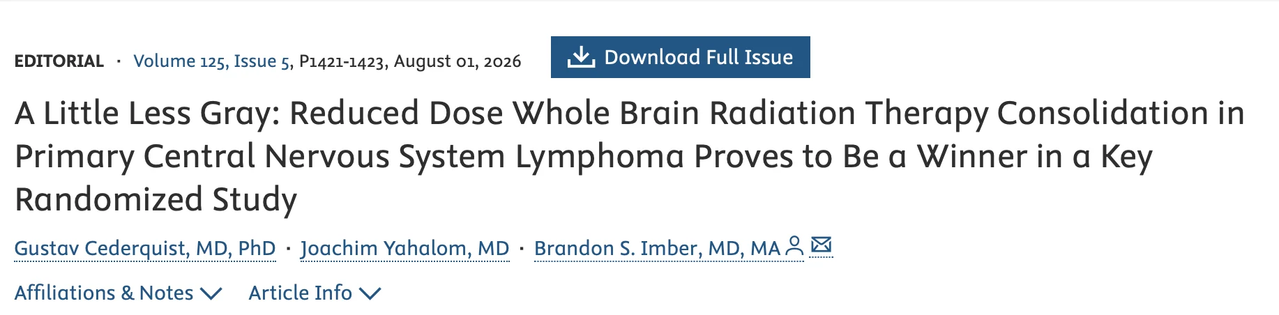 Paul Brown: Calling for NCCN Guideline Updates on Low-Dose Whole-Brain Radiotherapy in PCNSL 2 Paul Brown: Calling for NCCN Guideline Updates on Low-Dose Whole-Brain Radiotherapy in PCNSL