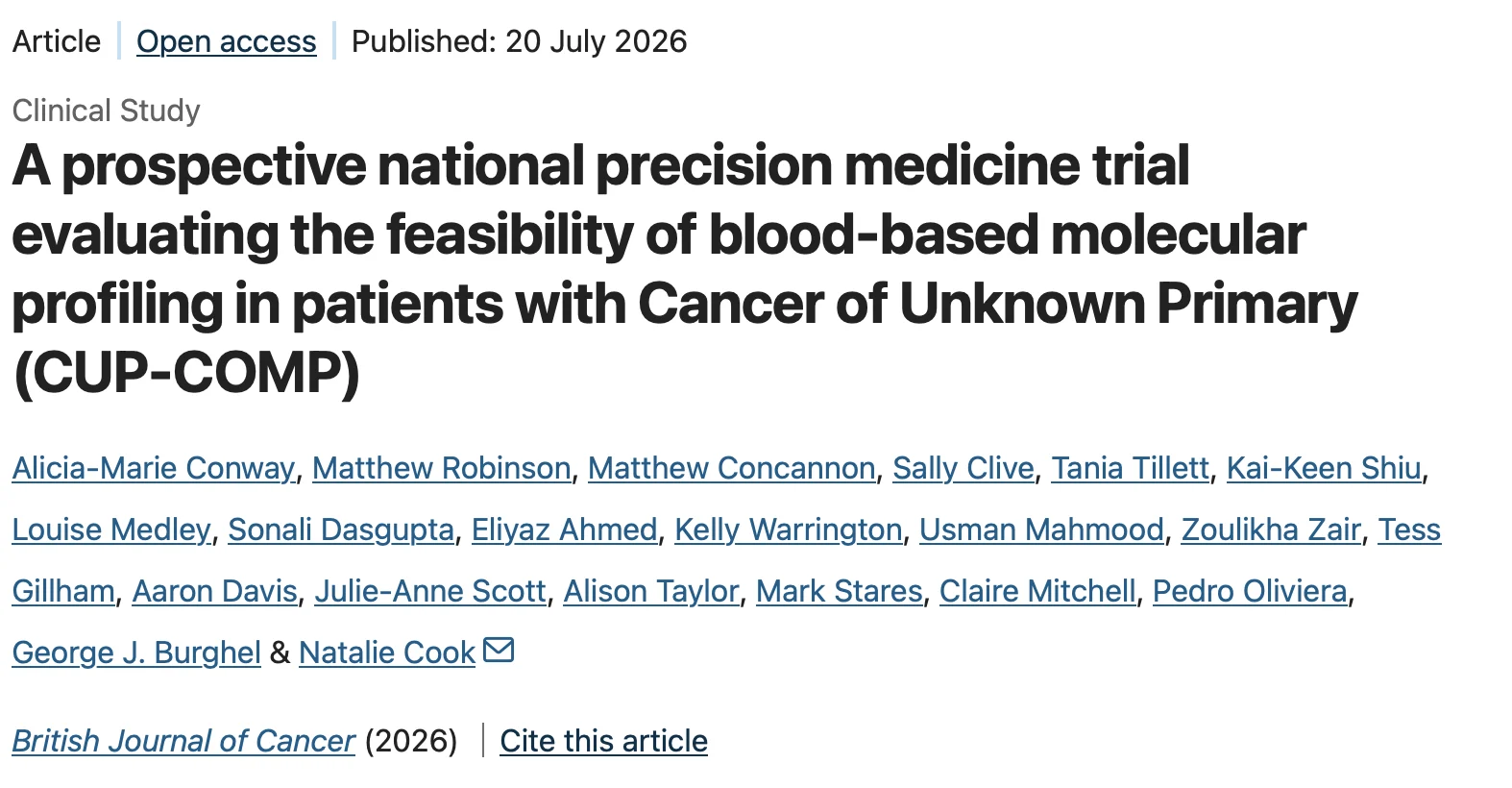 Matthew Robinson: Blood-Based ctDNA Profiling Can Identify Clinically Actionable Genomic Alterations in CUP 2 Matthew Robinson: Blood-Based ctDNA Profiling Can Identify Clinically Actionable Genomic Alterations in CUP