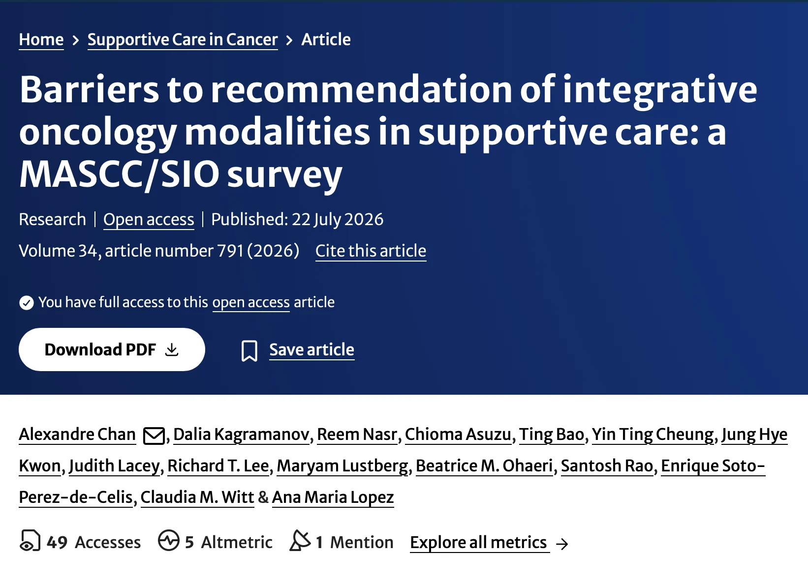 Judith Lacey: The Promise and Challenges of Integrating Integrative Oncology Into Supportive Cancer Care
