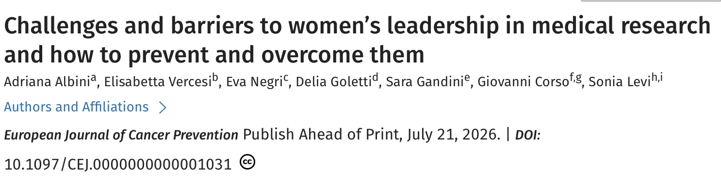 Adriana Albini: Challenges and Barriers to Women's Leadership in Biomedical Research