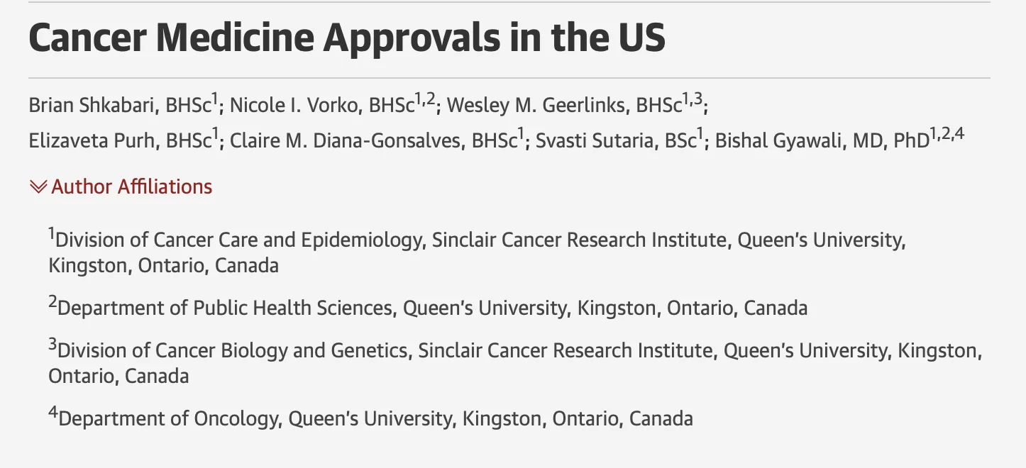 Bishal Gyawali: First BG Lab Paper in JAMA Looking at Trends in FDA Approval of Cancer Drugs