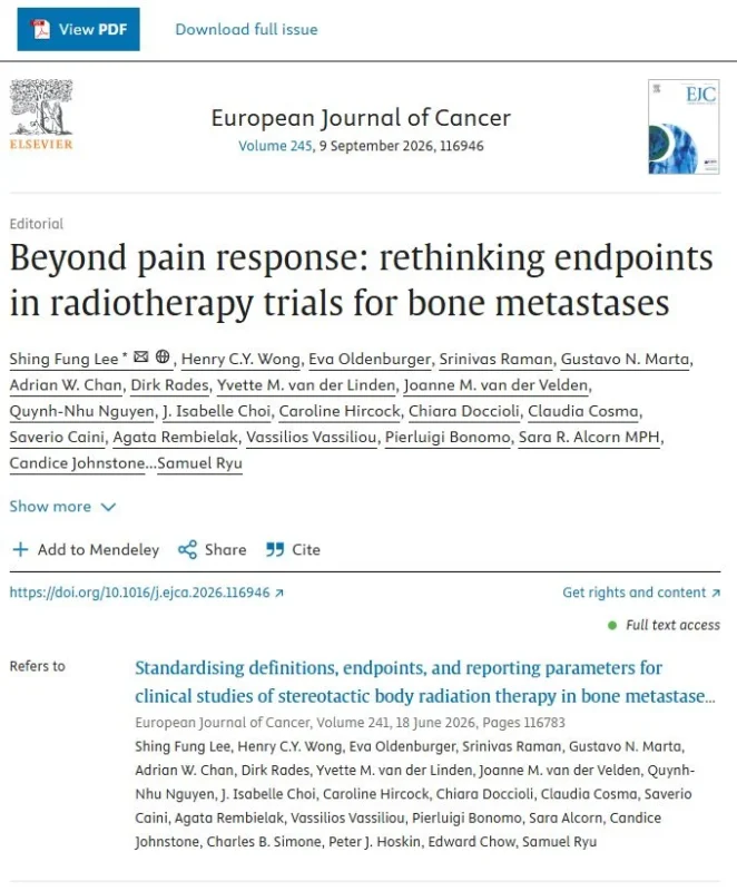 Shing Fung Lee: Rethinking Endpoints in Radiotherapy Trials For Bone Metastases 2 Shing Fung Lee