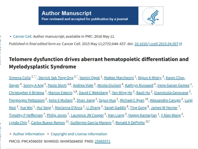 Ron DePinho։ Exploring Telomere Dysfunction in Hematopoietic Differentiation and Myelodysplastic Syndrome 2 Ron DePinho