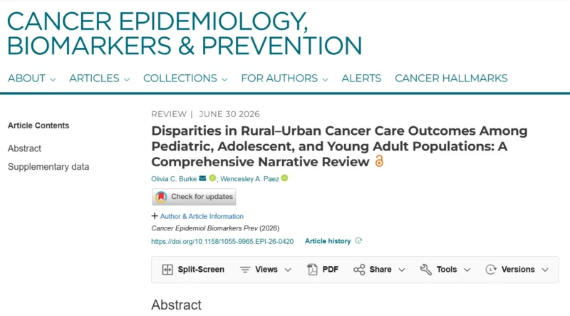 Wencesley A. Paez։ New Review Highlights Rural–Urban Disparities in Pediatric and Young Adult Cancer Care 2 Wencesley A. Paez