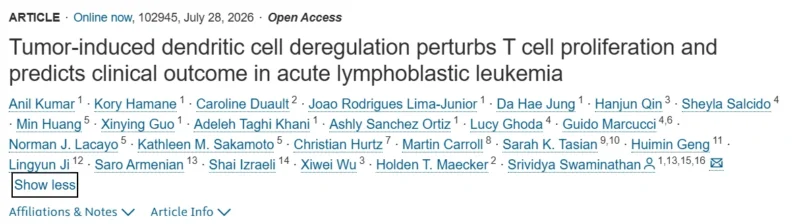 Srividya Swaminathan: New Insights into Dendritic Cells in Acute Lymphoblastic Leukemia