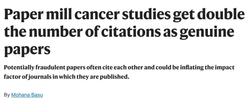 E. Shyam P. Reddy: Paper Mill Cancer Studies Receive More Citations Than Genuine Research 2 E. Shyam P. Reddy